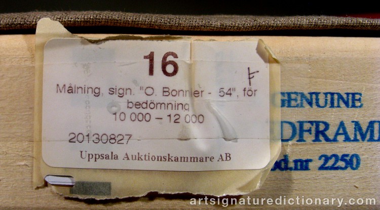 Close-up details showing Olle BONNIÉR signature forgery characteristics