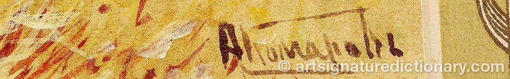 Authentic signature by Alexei Nikanorovich KOMAROV on artwork