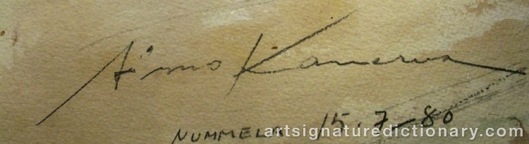 Close-up details showing Aimo KANERVA signature forgery characteristics