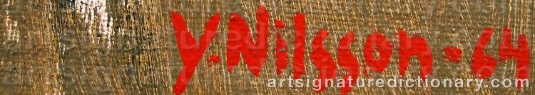 Authentic signature by Y. NILSSON on  artwork
