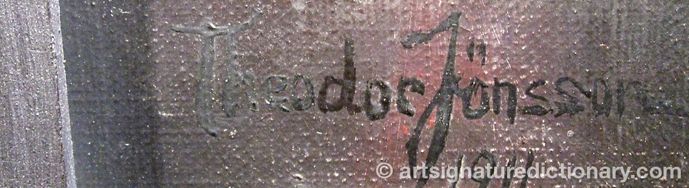 Authentic signature by Theodor JÖNSSON on Painting/Watercolour artwork