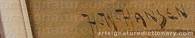 Authentic signature by Herman Wendelborg HANSEN on  artwork