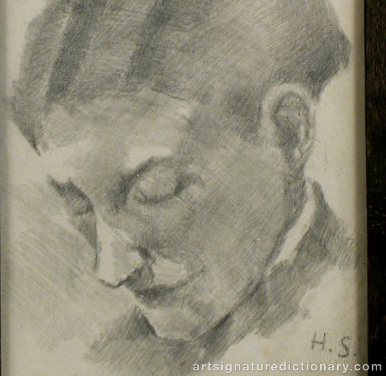 Close-up details showing Helene SCHJERFBECK signature forgery characteristics
