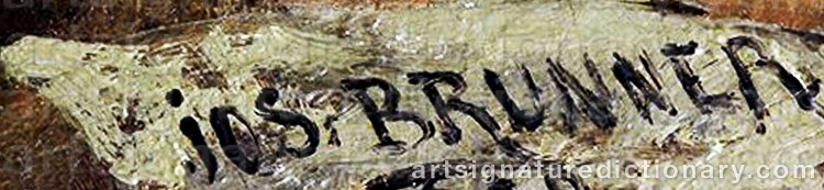 Authentic signature by Joseph BRUNNER on Painting/Watercolour artwork