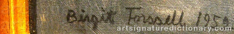 Authentic signature by Birgit FORSELL on  artwork