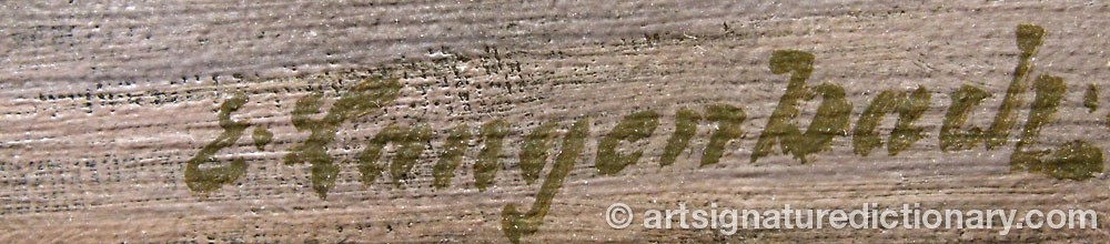 Authentic signature by Clara Emma LANGENBACH on  artwork