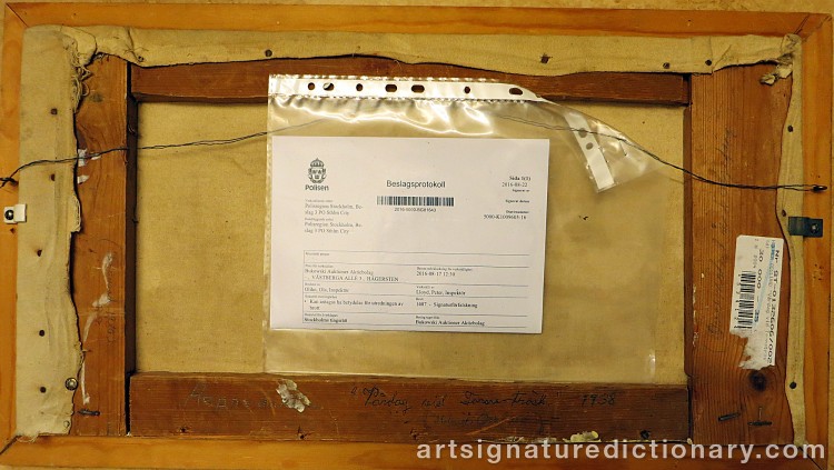 Close-up details showing Helmer OSSLUND signature forgery characteristics