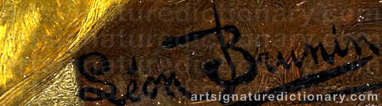 Authentic signature by Léon De Meuter BRUNIN on  artwork