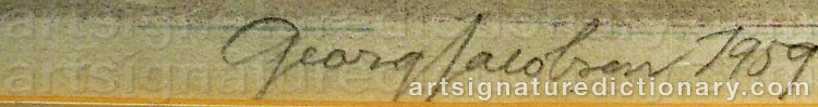 Authentic signature by Georg JACOBSEN on  artwork