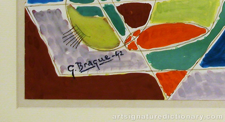 Close-up details showing Georges BRAQUE signature forgery characteristics