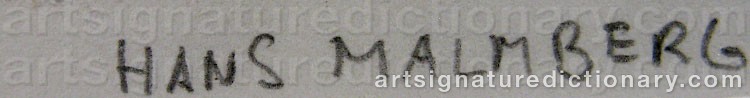 Authentic signature by Hans MALMBERG on  artwork
