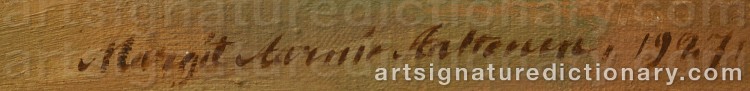Authentic signature by Margit AARNIO-AALTONEN on  artwork