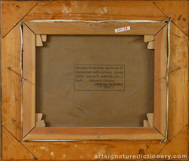 Close-up details showing Olle HJORTZBERG signature forgery characteristics