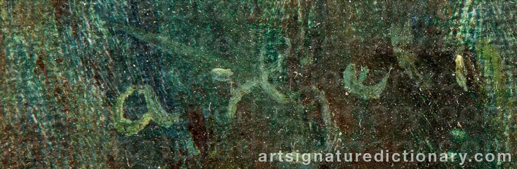 Authentic signature by Axel HJELM on Painting/Watercolour artwork