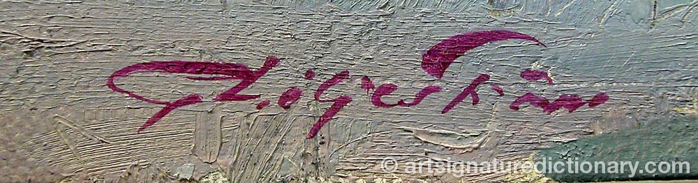 Authentic signature by Gustave F. LILJESTROM on  artwork