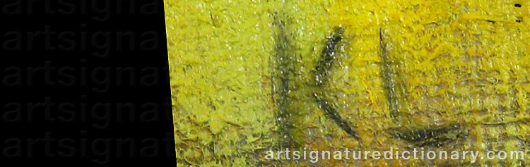 Authentic signature by Knud LAURSEN on  artwork