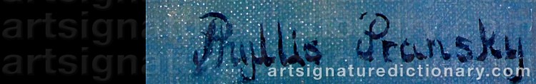 Authentic signature by Phyllis PRANSKY on  artwork