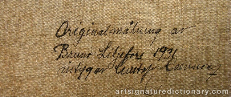 Close-up details showing Bruno LILJEFORS signature forgery characteristics