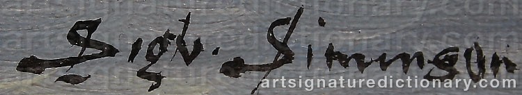 Authentic signature by Sigvard SIMENSEN on artwork