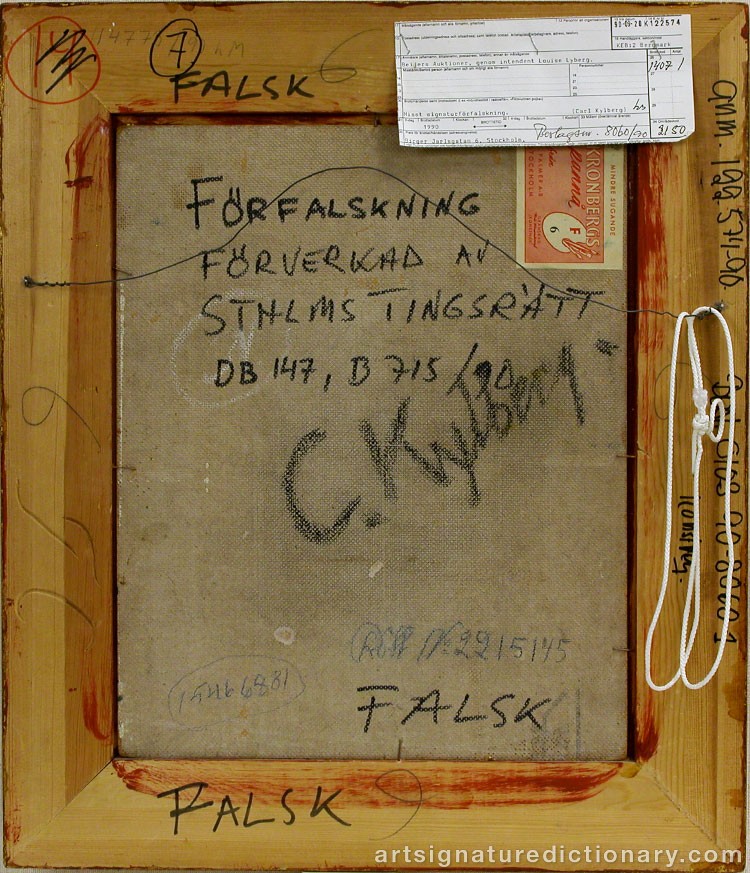 Close-up details showing Carl KYLBERG signature forgery characteristics