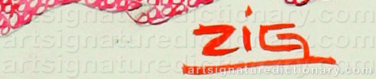 Authentic signature by Louis Gaudin ZIG on  artwork