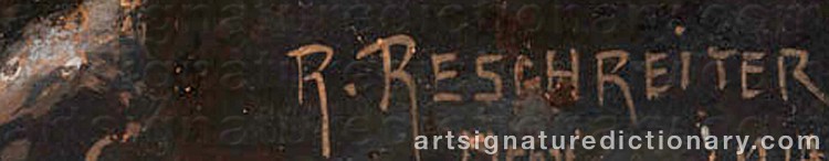 Authentic signature by Rudolf RESCHREITER on  artwork