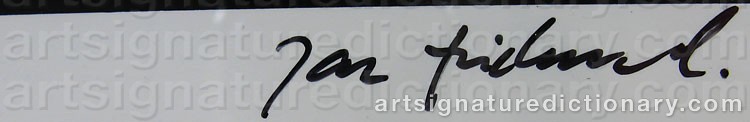 Authentic signature by Jan FRIDLUND on artwork