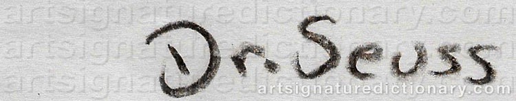 Authentic signature by Theodor Seuss ‘Dr. Seuss’ GEISEL on Drawing/Graphic/Print artwork