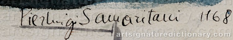 Authentic signature by Pier Luigi SAMARITANI on Painting/Watercolour artwork