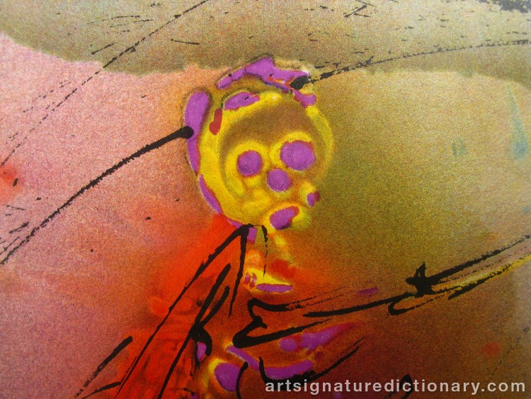 Close-up details showing Salvador DALI signature forgery characteristics