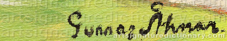 Authentic signature by Gunnar ÅHMAN on  artwork