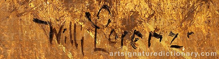 Authentic signature by Wilhelm (Willi) LORENZ on  artwork