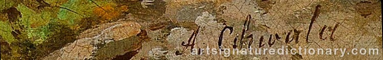 Authentic signature by Adolf CHWALA on  artwork