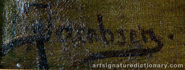 Authentic signature by August JACOBSEN on Painting/Watercolour artwork