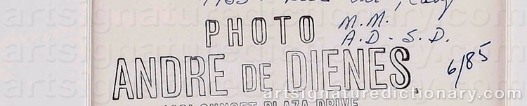 Authentic signature by André De DIENES on  artwork