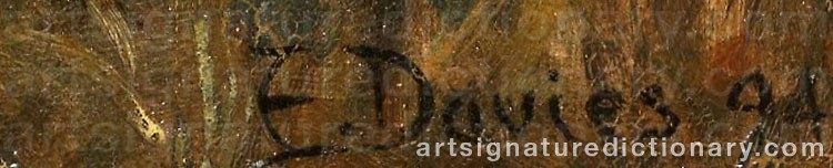 Authentic signature by Edward DAVIES on  artwork