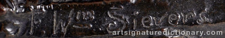 Authentic signature by Frederick William SIEVERS on Sculpture artwork