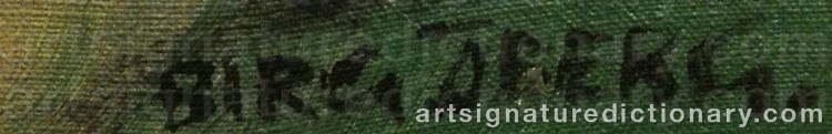 Authentic signature by Birger ÖBERG on  artwork