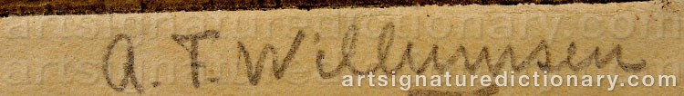 Authentic signature by A. F. WILLUMSEN on  artwork