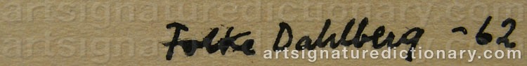 Authentic signature by Folke DAHLBERG on  artwork