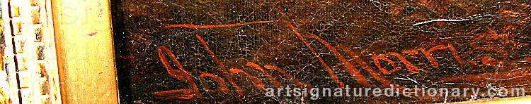 Authentic signature by John W. MORRIS on  artwork