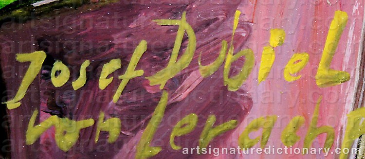Authentic signature by Josef Dubiel Von LERACH on Painting/Watercolour artwork