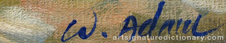 Authentic signature by W. ADAMS on  artwork
