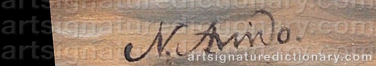 Authentic signature by N. ARVIDO on  artwork