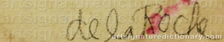 Authentic signature by Janet Ament DE LA ROCHE on  artwork