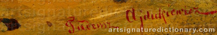 Authentic signature by Tadeusz AJDUKIEWICZ on  artwork