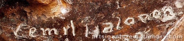 Authentic signature by Emil HALONEN on artwork