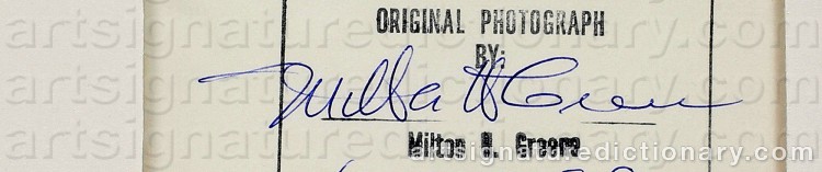 Authentic signature by Milton H. GREENE on artwork