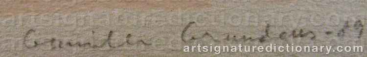 Authentic signature by Gunilla GRUNDEUS on artwork