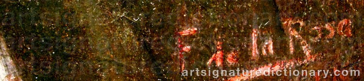 Authentic signature by Fabian De La ROSA on  artwork
